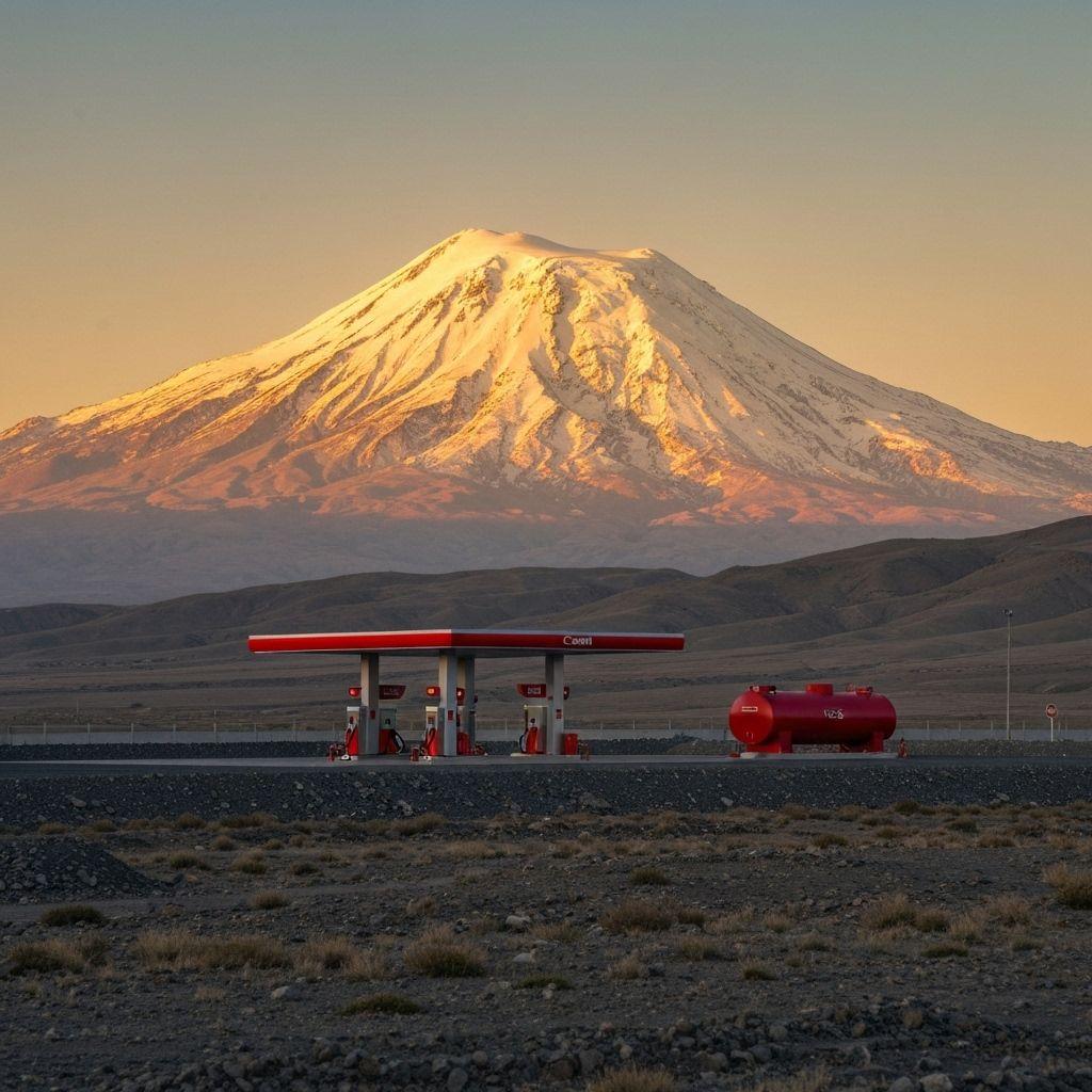 Mount Ararat with Ararat OIL station